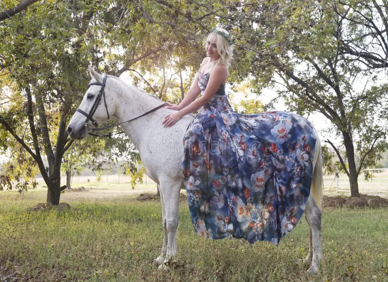 A women wearing floral dresses